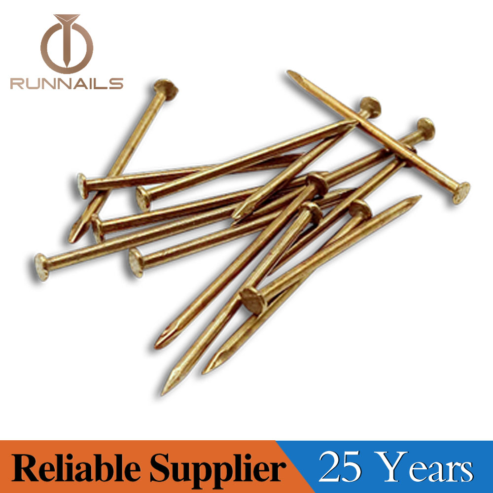Copper Plated Concrete Nails with Flat Head or Lost Head, Copper Surface, Strong Rust Proof, Small Box Packing, Zhejiang Plant